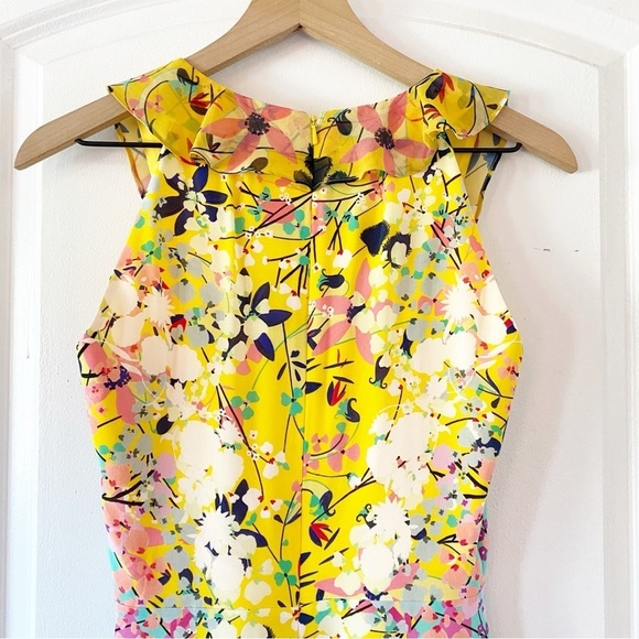 SALONI Amy 100% Silk Floral Mini Dress Lemon Garden Size 0 - Picture 8 of 13
